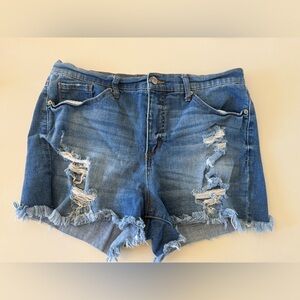 Scoop Distressed Blue Denim Women's Shorts